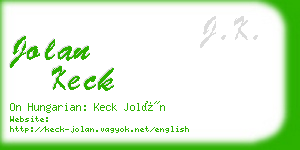 jolan keck business card